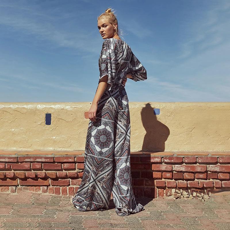 Vintage Summer Crushed Floral Bowsc Jumpsuit