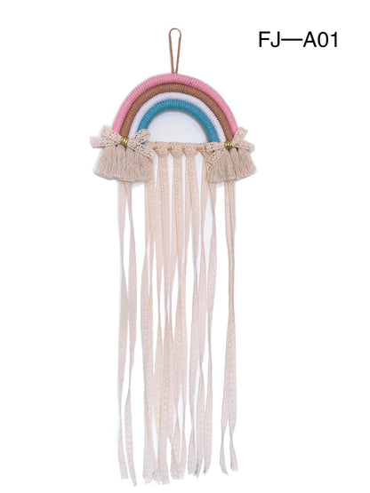Woven Rainbow Children'S Hairpin Hair Accessories Storage Belt Wall-Mounted Headwear Finishing Belt Organizer