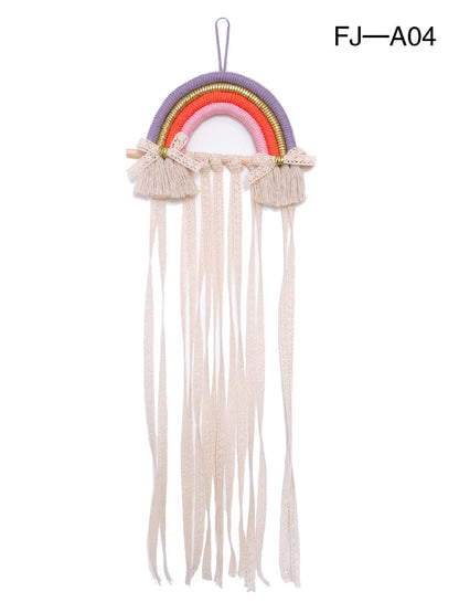 Woven Rainbow Children'S Hairpin Hair Accessories Storage Belt Wall-Mounted Headwear Finishing Belt Organizer