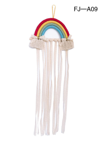 Woven Rainbow Children'S Hairpin Hair Accessories Storage Belt Wall-Mounted Headwear Finishing Belt Organizer