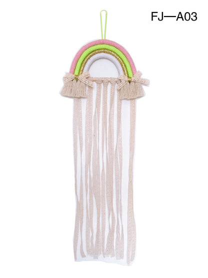 Woven Rainbow Children'S Hairpin Hair Accessories Storage Belt Wall-Mounted Headwear Finishing Belt Organizer