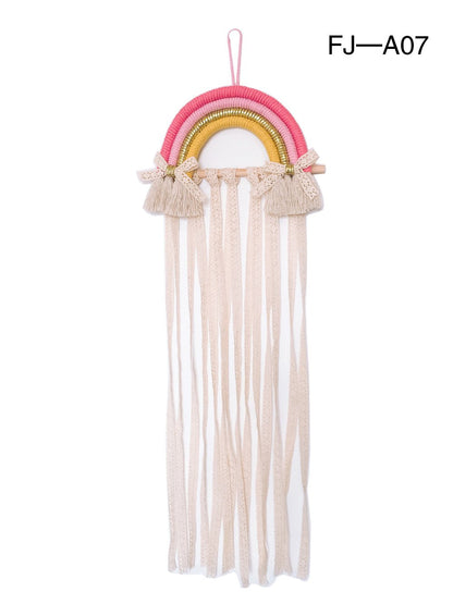 Woven Rainbow Children'S Hairpin Hair Accessories Storage Belt Wall-Mounted Headwear Finishing Belt Organizer