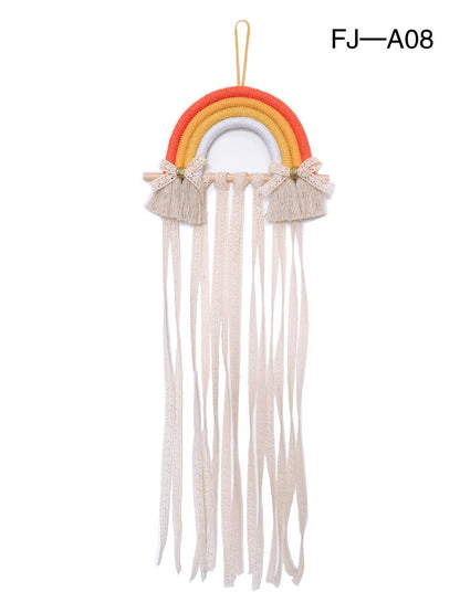 Woven Rainbow Children'S Hairpin Hair Accessories Storage Belt Wall-Mounted Headwear Finishing Belt Organizer
