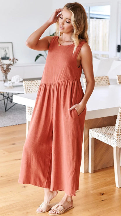 Spring And Summer Fashion Women'S Sling Sexy Solid Color Jumpsuit