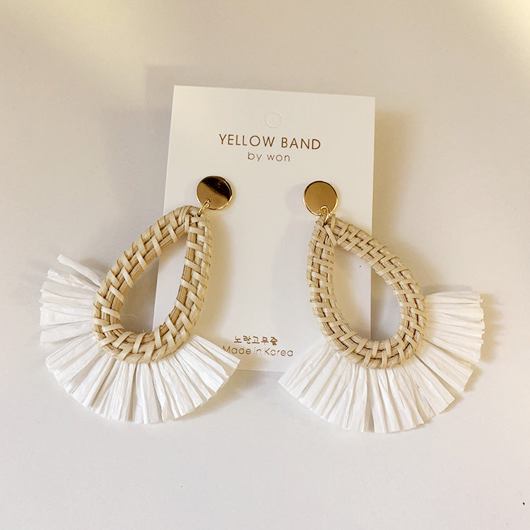 Scalloped Tassel Rattan Vacation Earrings