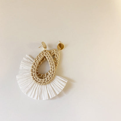 Scalloped Tassel Rattan Vacation Earrings