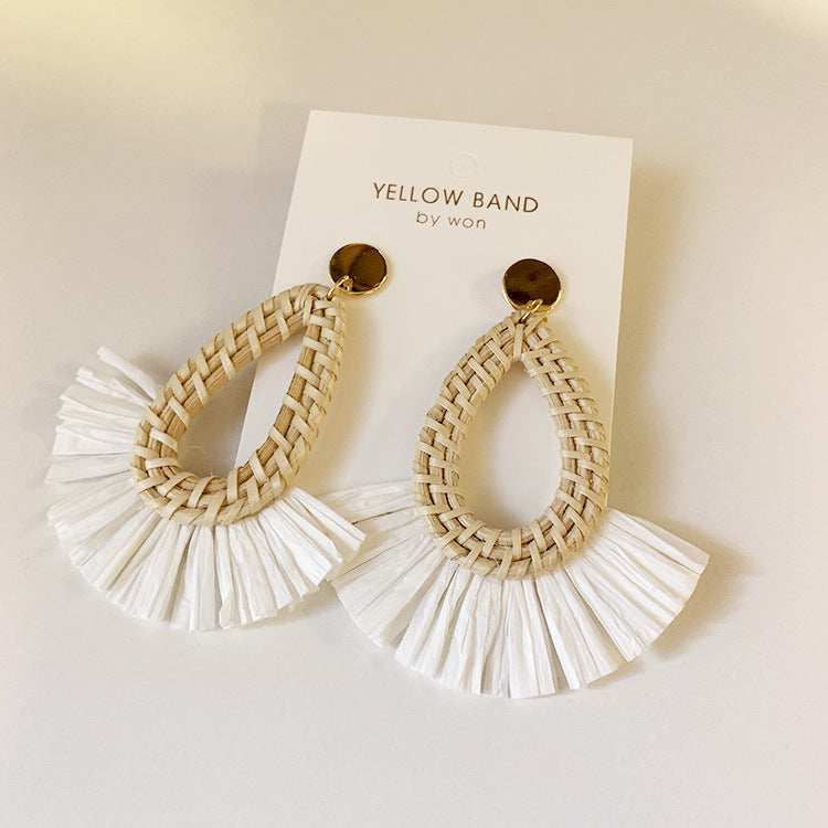 Scalloped Tassel Rattan Vacation Earrings