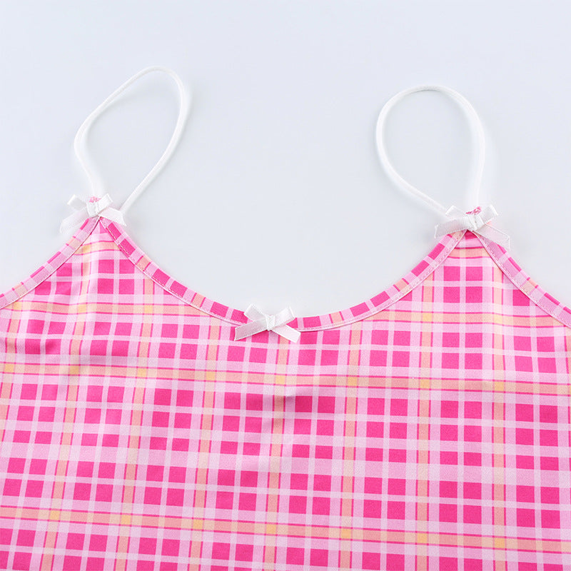 Powder Grid Neck Strap Vest Top