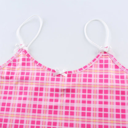 Powder Grid Neck Strap Vest Top