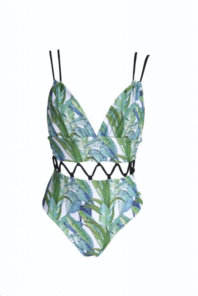 New Multicolor Printed Hollow One-Piece Swimsuit