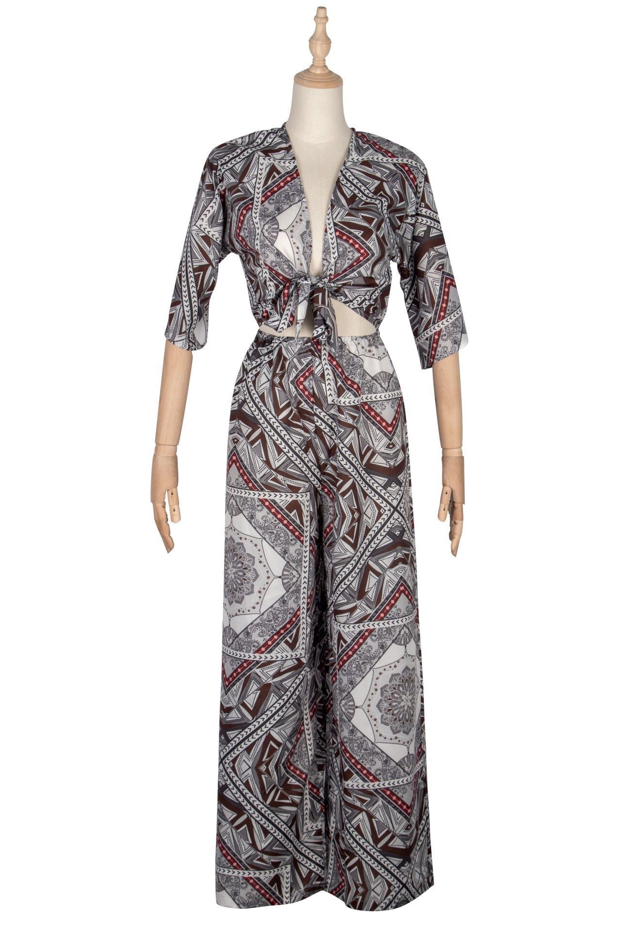 Vintage Summer Crushed Floral Bowsc Jumpsuit