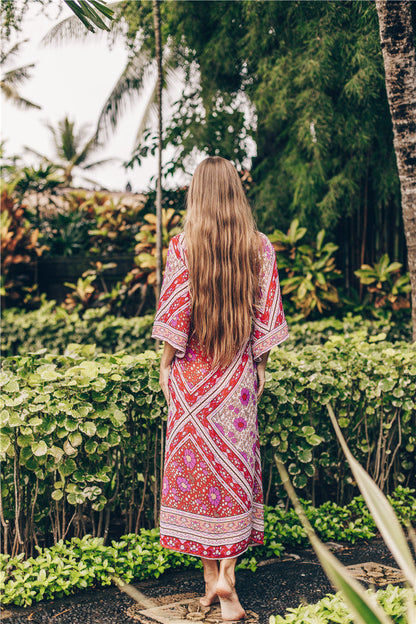 Chiffon Printed Loose Waist With Beach Dress Holiday Sun Bikini Blouse