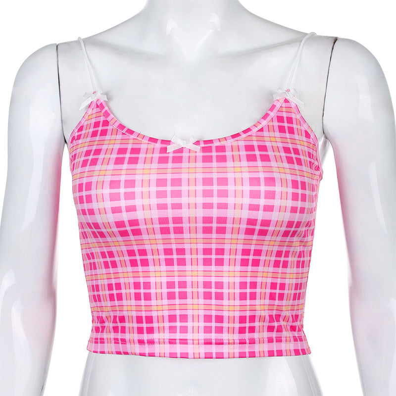 Powder Grid Neck Strap Vest Top