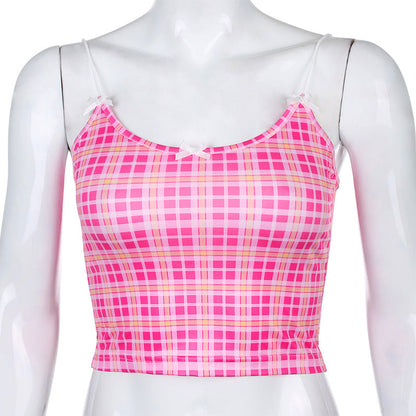 Powder Grid Neck Strap Vest Top