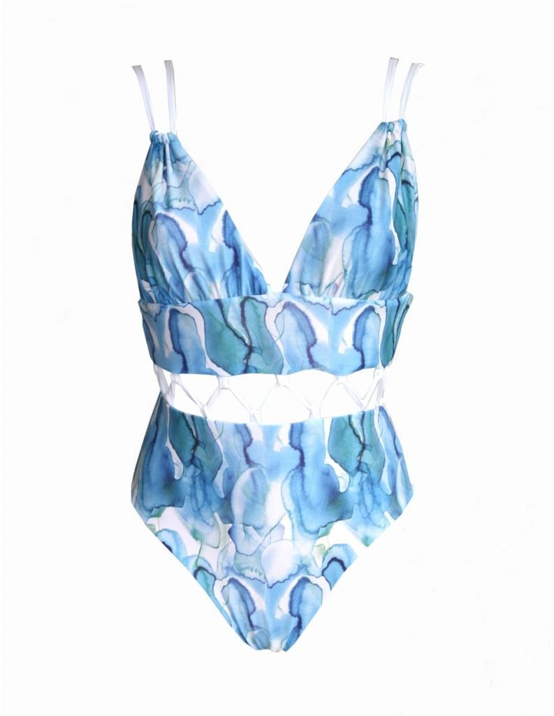 New Multicolor Printed Hollow One-Piece Swimsuit