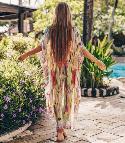 Chiffon Printed Snake Pattern Beach Sun Proof Shirt Holiday Long Dress Beach Swimsuit Cover Up