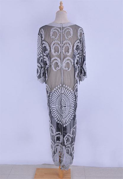 Lace Embroidered Beach Sun-Kissed Loose-Fitting Vacation Dress Bikini Cardigan