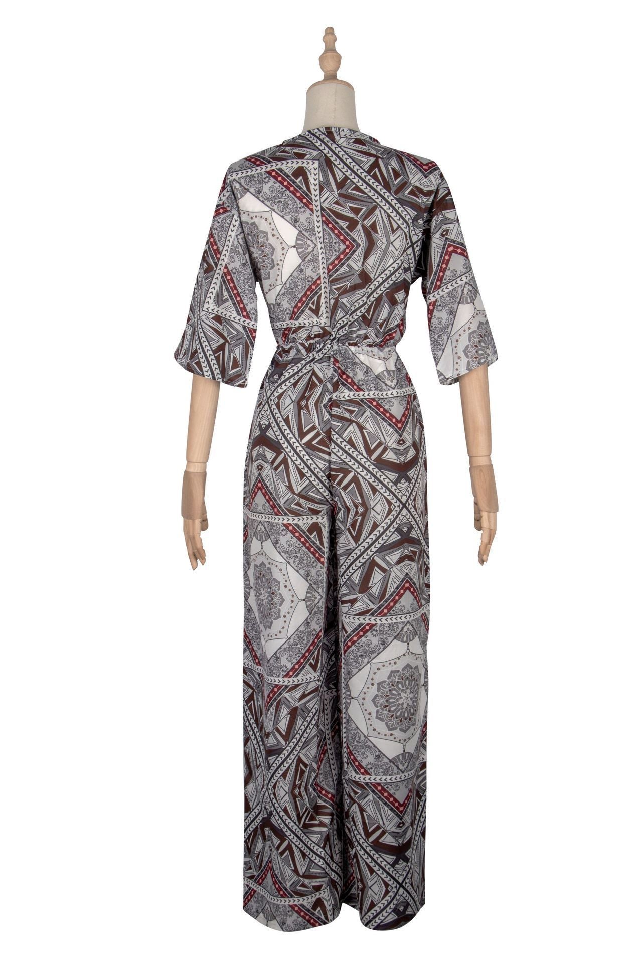 Vintage Summer Crushed Floral Bowsc Jumpsuit