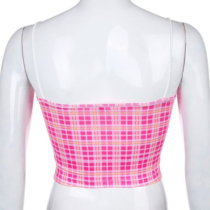 Powder Grid Neck Strap Vest Top