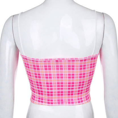 Powder Grid Neck Strap Vest Top