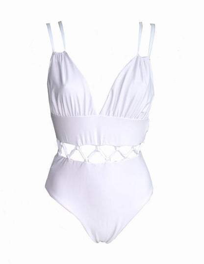 New Multicolor Printed Hollow One-Piece Swimsuit