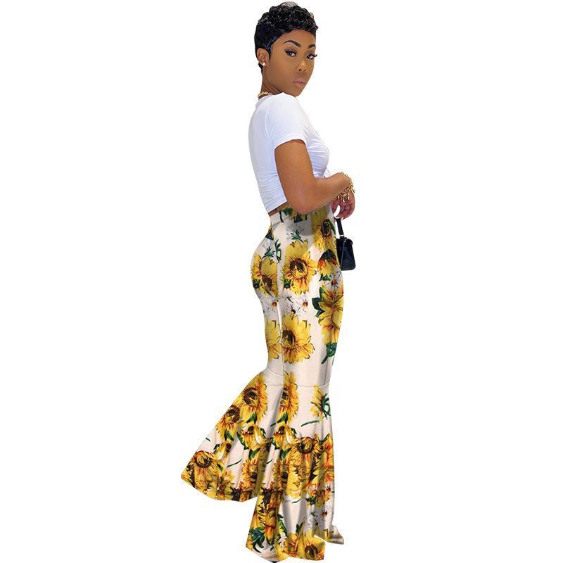 New Printed High-Waist Flared Pants Holiday Style Leggings