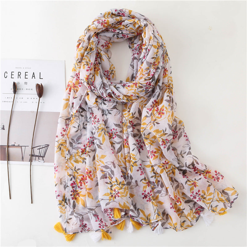 Japanese Literary And Artistic Fresh Cotton And Linen Scarf Retro Patchwork Bohemian Cashew Print Silk Scarf Beautiful Sunscreen Scarf