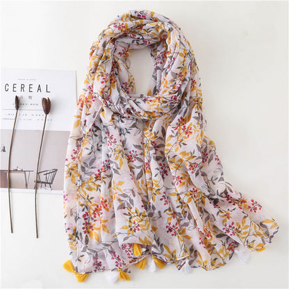 Japanese Literary And Artistic Fresh Cotton And Linen Scarf Retro Patchwork Bohemian Cashew Print Silk Scarf Beautiful Sunscreen Scarf