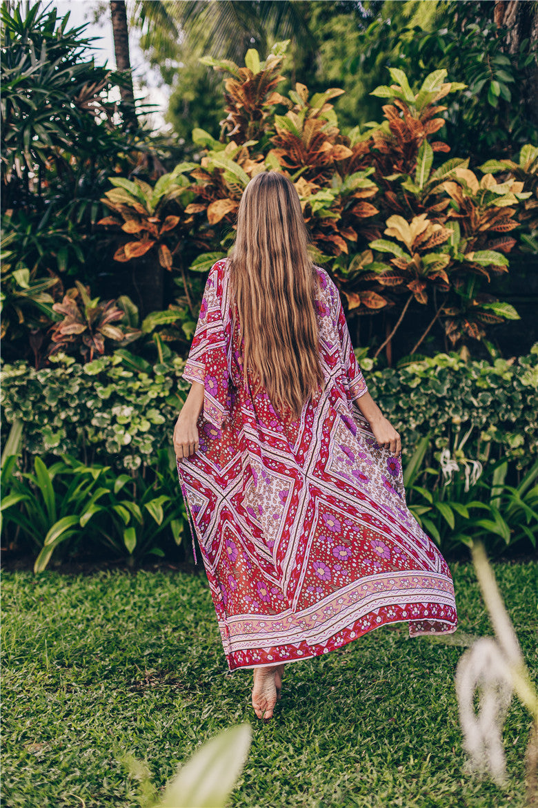 Chiffon Printed Loose Waist With Beach Dress Holiday Sun Bikini Blouse