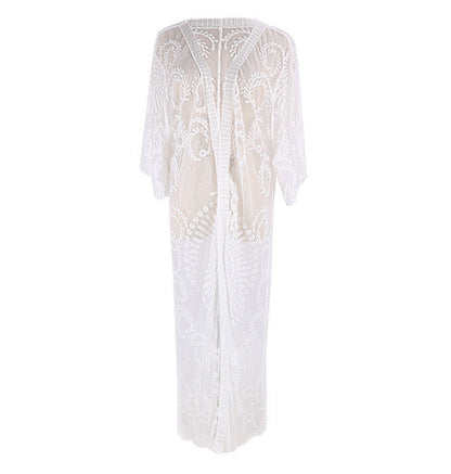 Lace Embroidered Beach Sun-Kissed Loose-Fitting Vacation Dress Bikini Cardigan