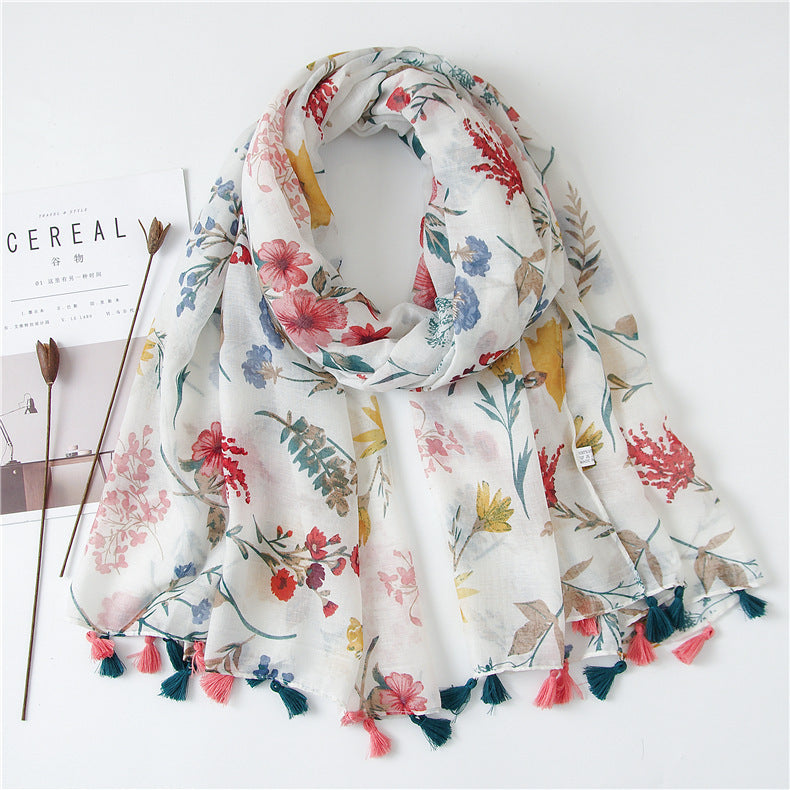 Japanese Literary And Artistic Fresh Cotton And Linen Scarf Retro Patchwork Bohemian Cashew Print Silk Scarf Beautiful Sunscreen Scarf