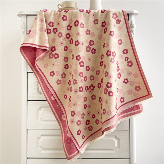 Jacquard Fringed Cashmere-Like Scarf