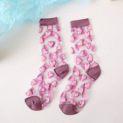 Rufia - Heart Patterned Mid-Calf Socks