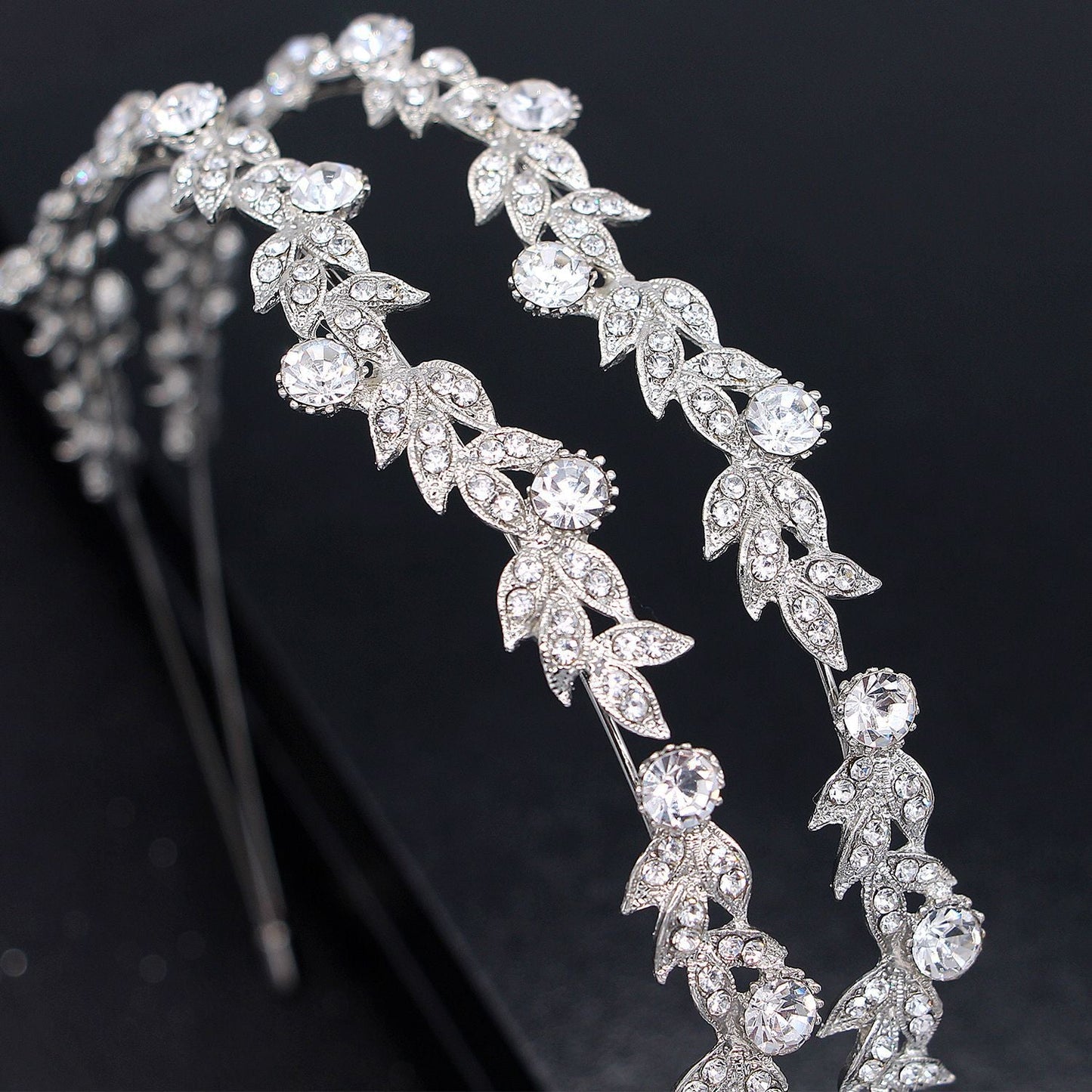 European Style Rhinestone Double Row Bridal Crown Headband