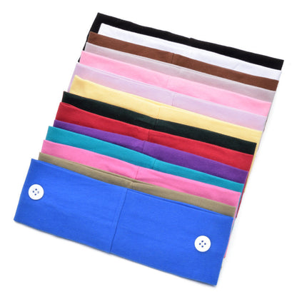 Solid Color Button Mask Hair Band Anti-Strangulation Cotton Elastic Yoga Fitness For Men And Women Sports Wash Hair Accessories Can Be Customized