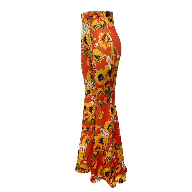 New Printed High-Waist Flared Pants Holiday Style Leggings