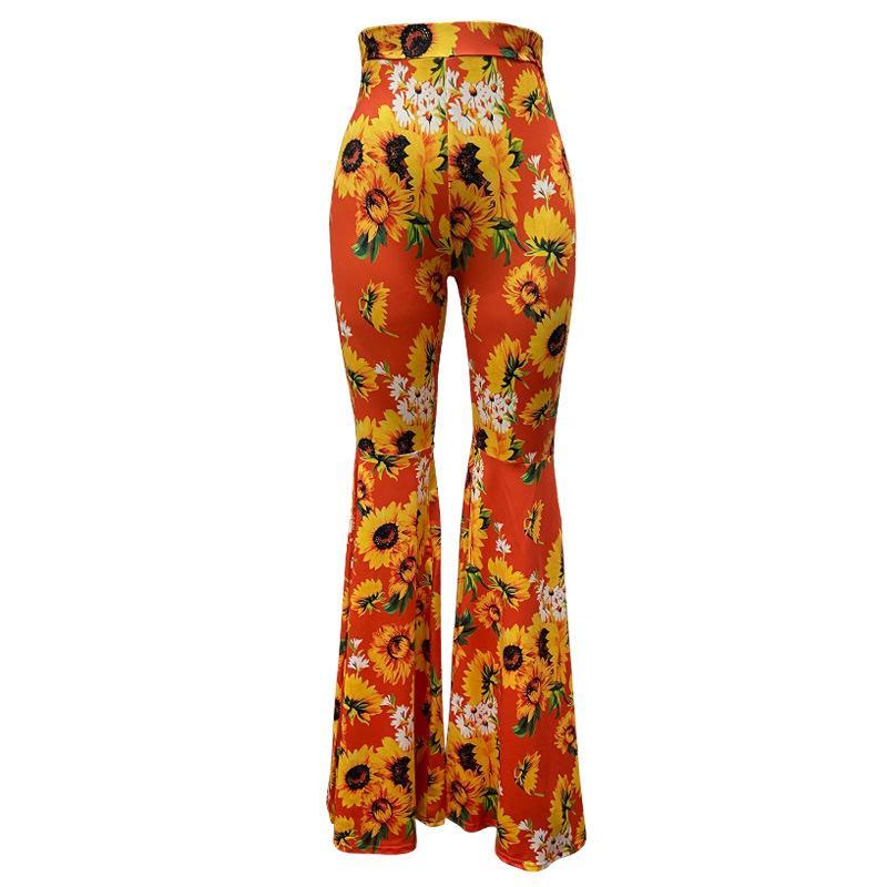 New Printed High-Waist Flared Pants Holiday Style Leggings