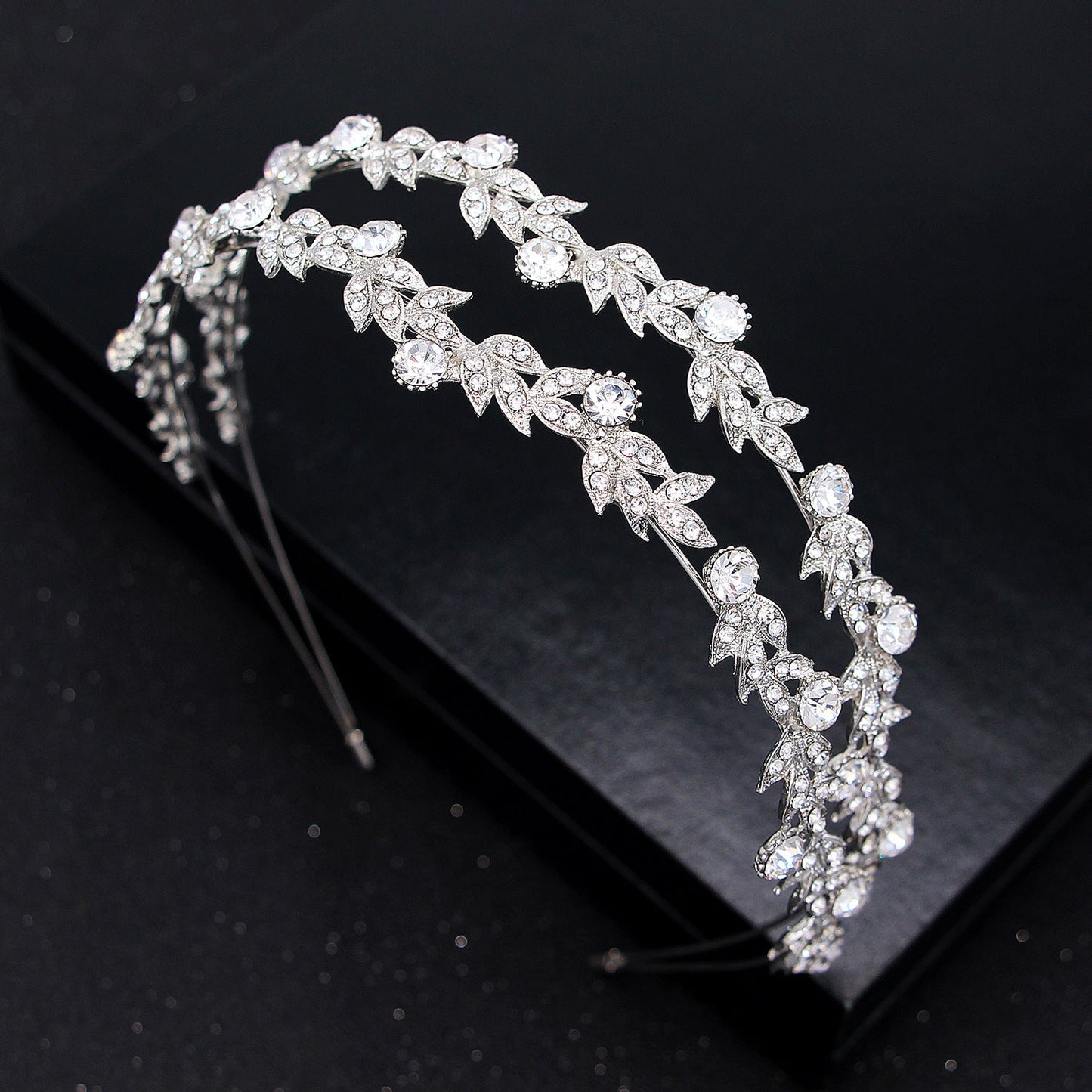 European Style Rhinestone Double Row Bridal Crown Headband