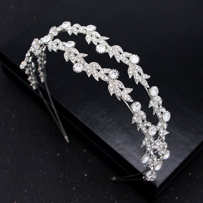 European Style Rhinestone Double Row Bridal Crown Headband