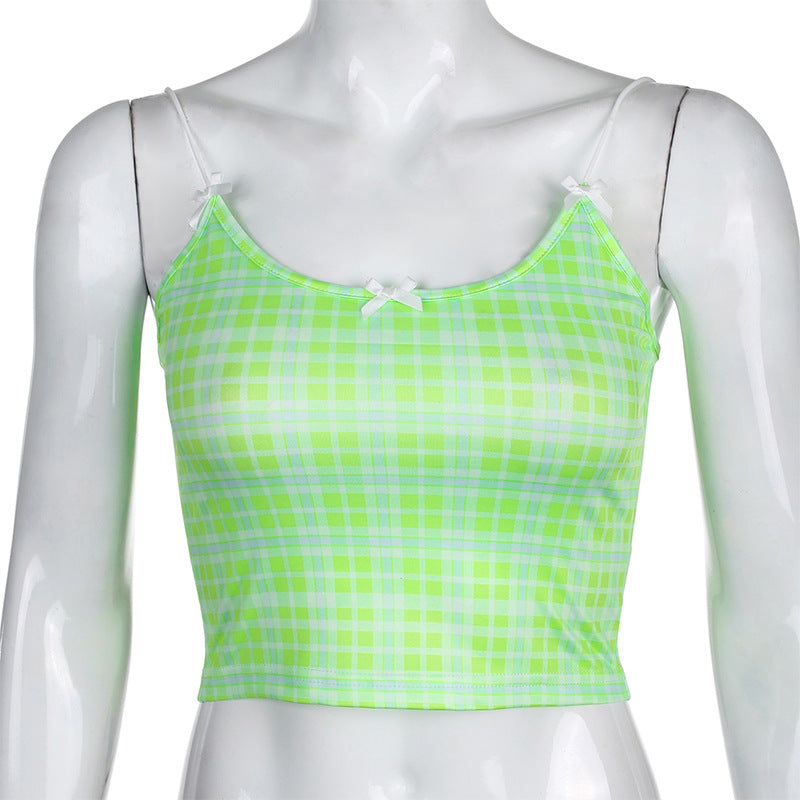Powder Grid Neck Strap Vest Top