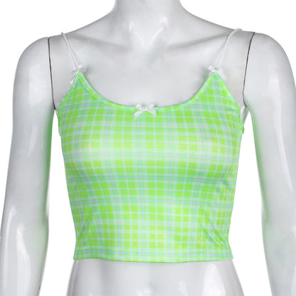Powder Grid Neck Strap Vest Top