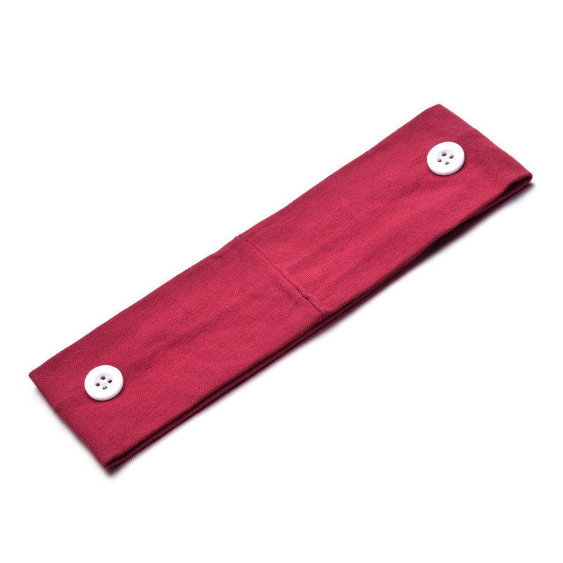 Solid Color Button Mask Hair Band Anti-Strangulation Cotton Elastic Yoga Fitness For Men And Women Sports Wash Hair Accessories Can Be Customized
