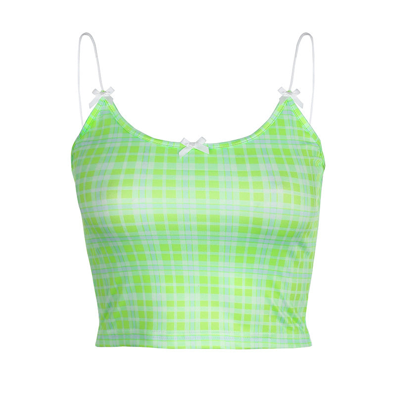 Powder Grid Neck Strap Vest Top