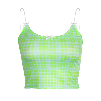 Powder Grid Neck Strap Vest Top