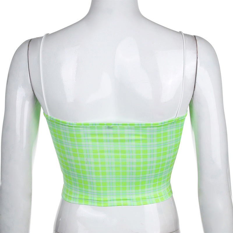 Powder Grid Neck Strap Vest Top