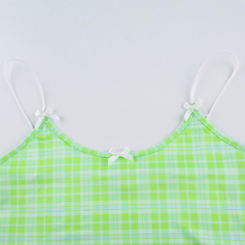 Powder Grid Neck Strap Vest Top