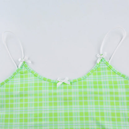 Powder Grid Neck Strap Vest Top