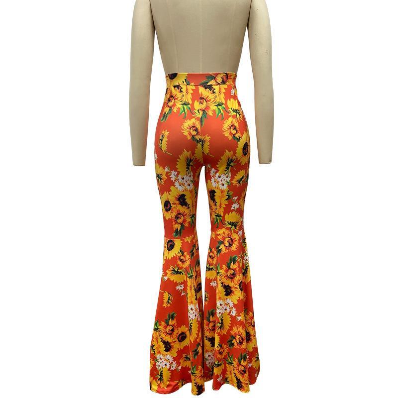 New Printed High-Waist Flared Pants Holiday Style Leggings