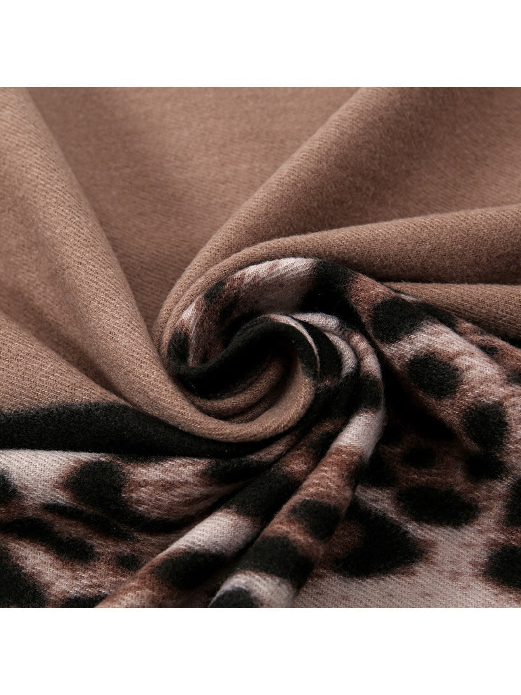 Sscarvii - Leopard Print Tassel Winter Scarf