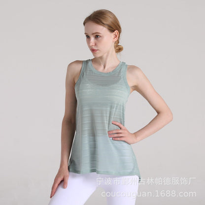 Yoga Vest Women'S T-Shirt Running Fitness Fashion Bandage Blouse Quick-Drying Breathable Loose Short Sleeve Ultra-Thin